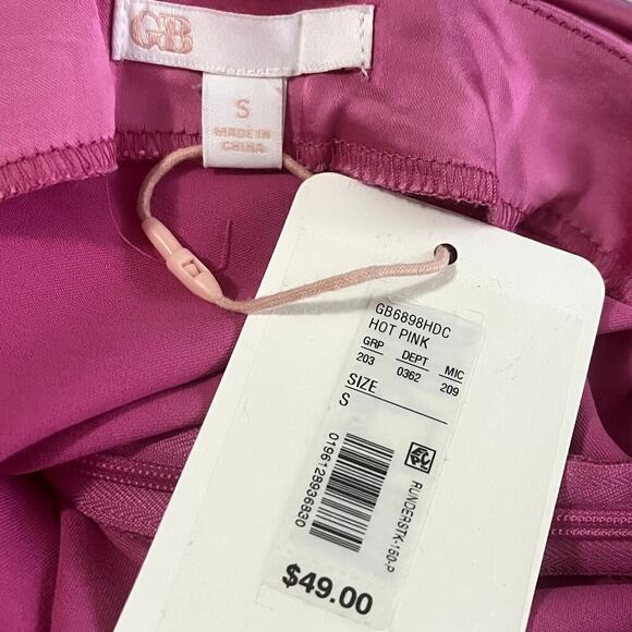 GB Gianni Bini‎ Satin Split Hem Mini Skirt Barbie Hot Pink Womens Size Small NWT - Picture 5 of 6